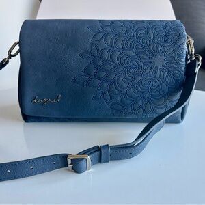 Desigual Navy Floral Embossed Crossbody Bag